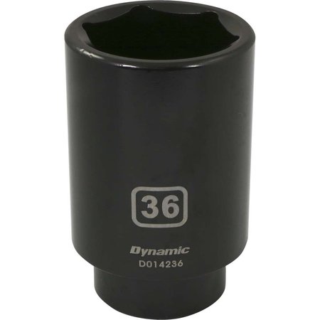 Dynamic Tools 1/2" Drive 6 Point Metric, 36mm Deep Length, Impact Socket D014236